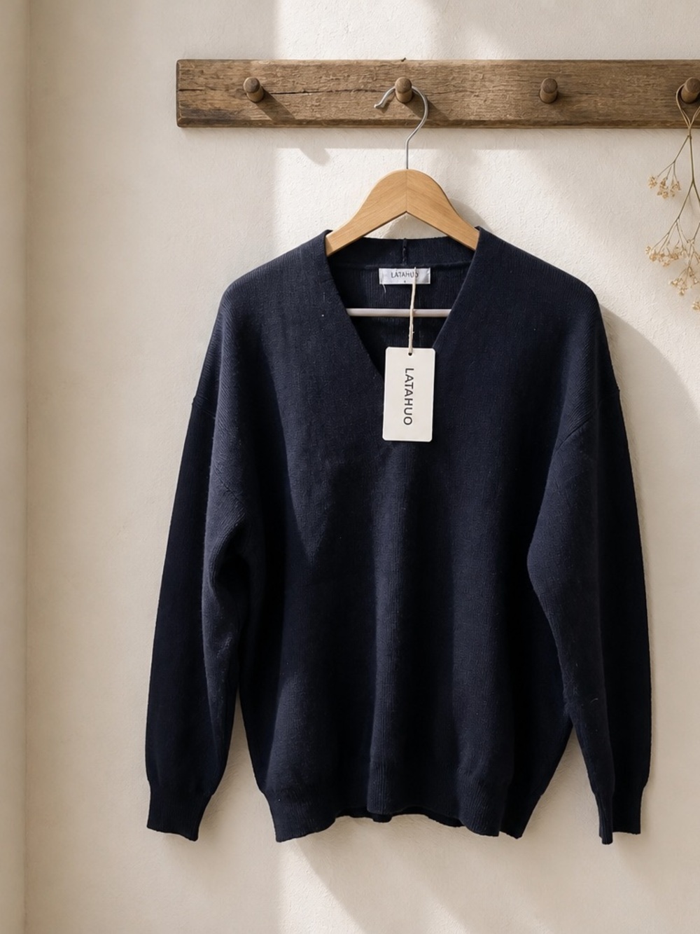 Women's Navy V-Neck Sweater